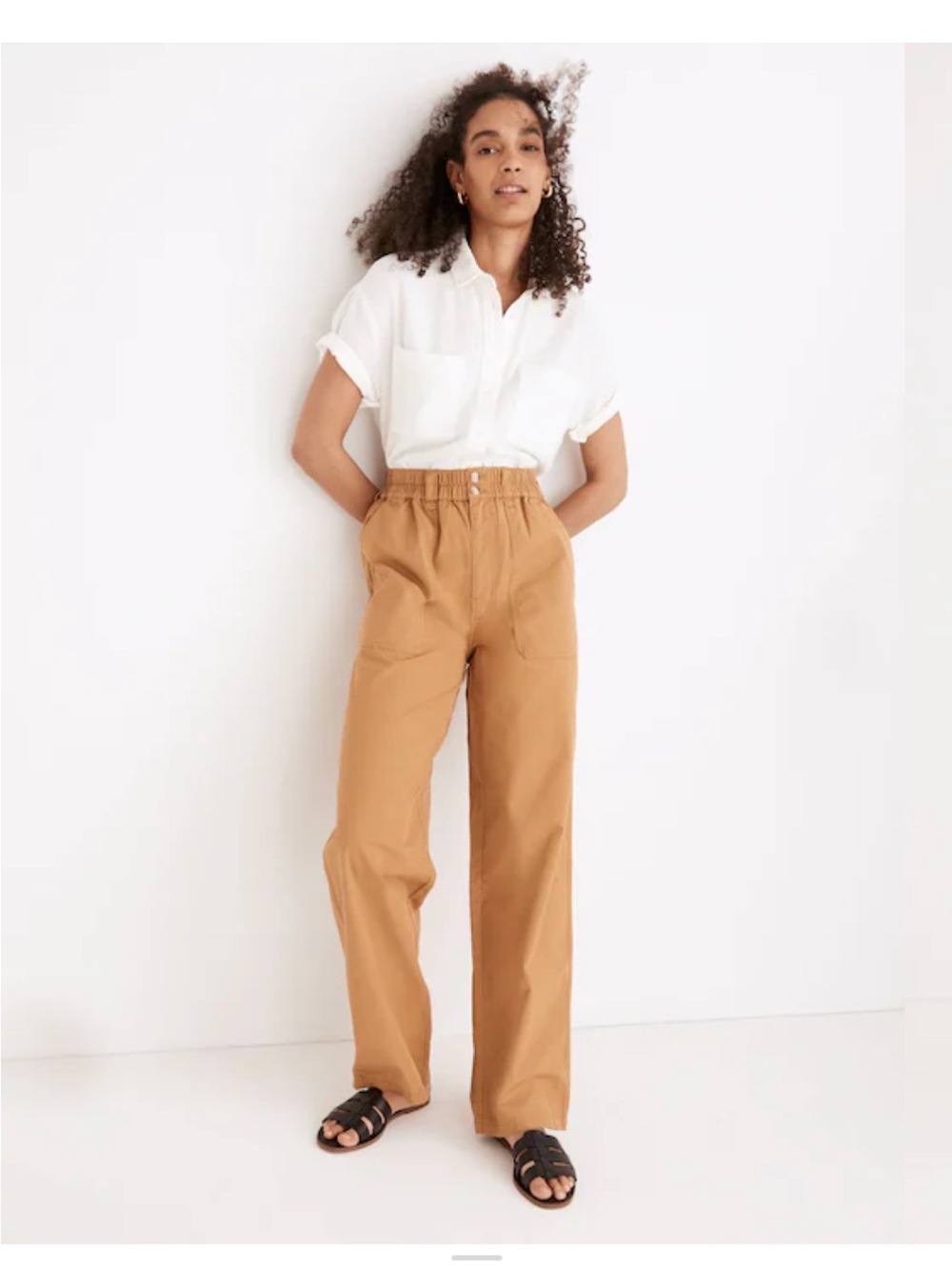 New Madewell Cotton Ripstop Pull-On Straight Cargo Pants in Toffee